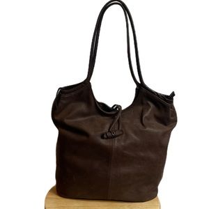 Ombu Brown Leather Boho Shoulder Bag